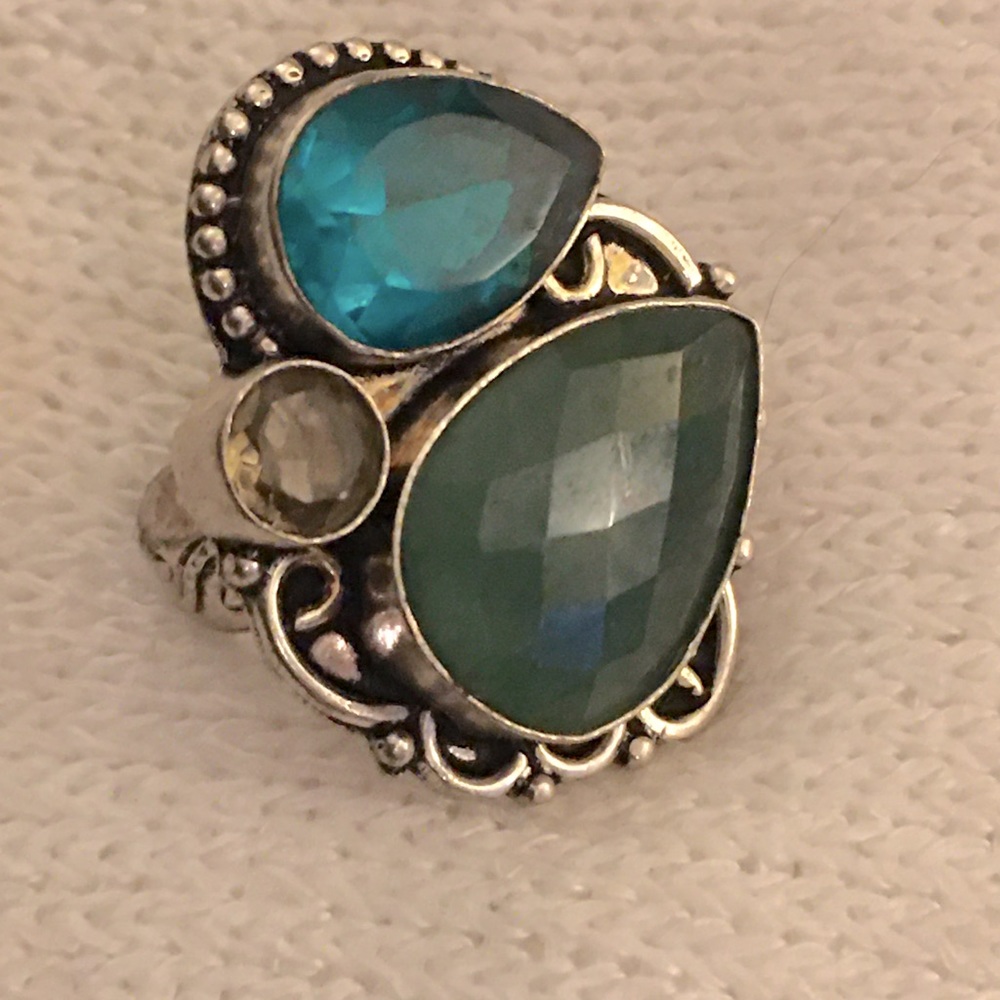 Big Sterling Silver and Gemstone Ring